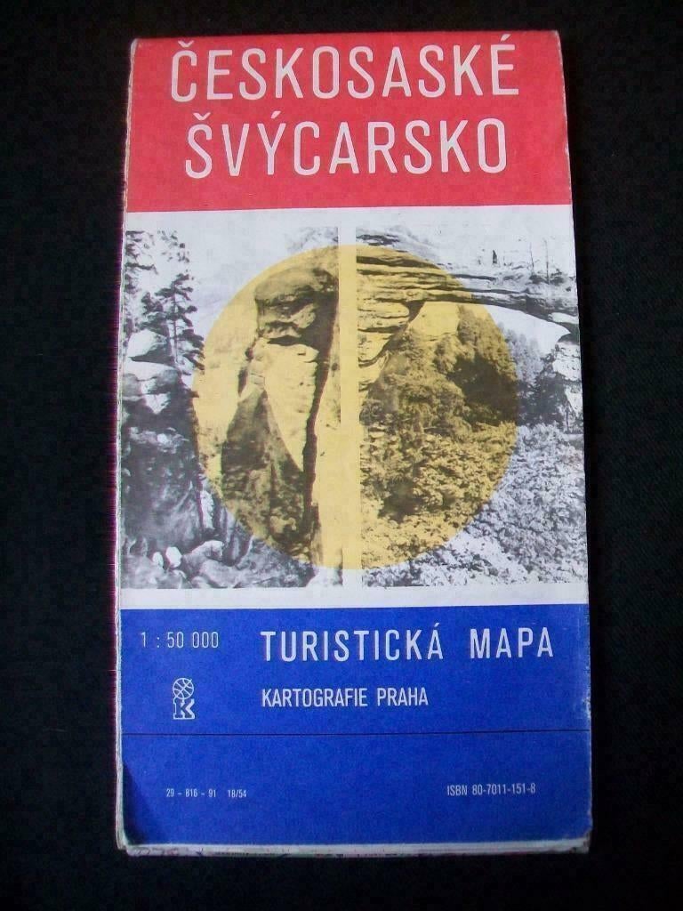 Wegenkaart Tsjechië Českosaské Švýcarsko Boheems Zwitserland, Gelezen, Landkaart, 1800 tot 2000, Europa Overig