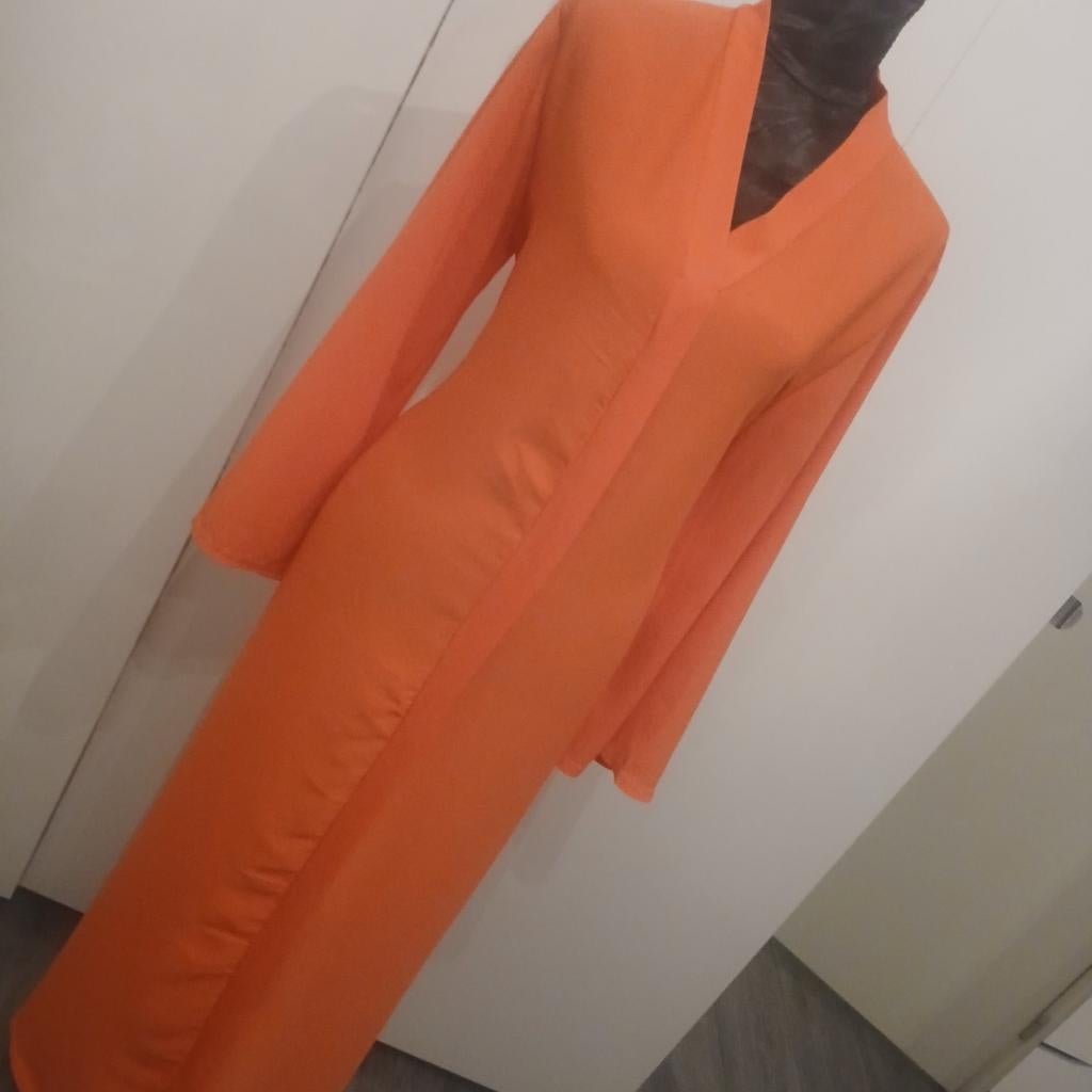 Oranje abaya  jurk met lange mouwen, Ophalen, Maat 46/48 (XL) of groter, Nieuw, Oranje