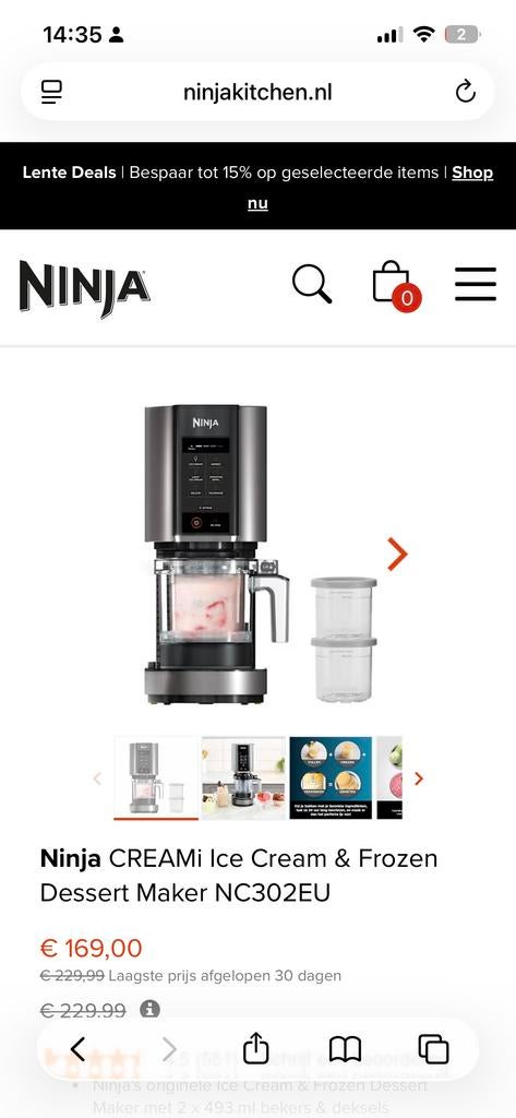 Ninja CREAMi IJsmachine & Frozen Dessert Maker NC302EU, Witgoed en Apparatuur, IJsmachines, Ophalen, Zo goed als nieuw, Zelfvriezend