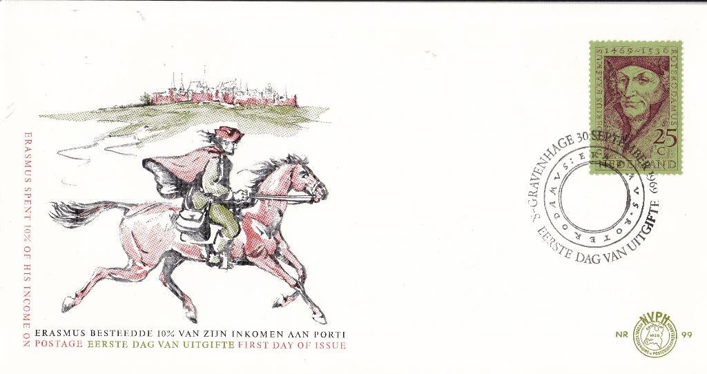 Nederland FDC E99 – Desiderius Erasmus – NVPH 931, Verzenden, Onbeschreven, Nederland