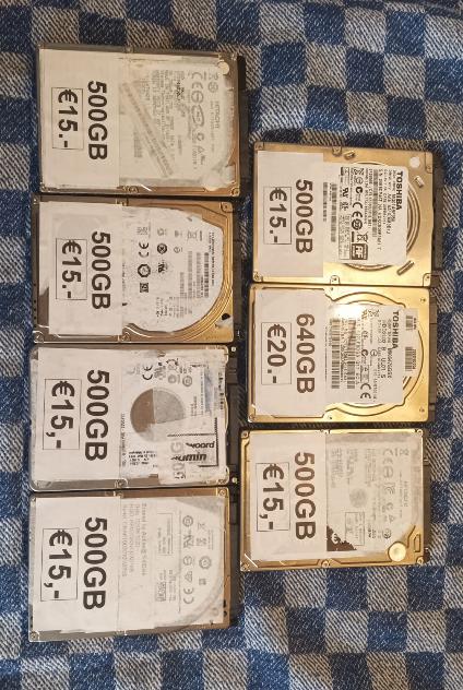 7 Laptop hard drive a 500GB., Intern, Gebruikt, Ophalen of Verzenden, Diverse merken