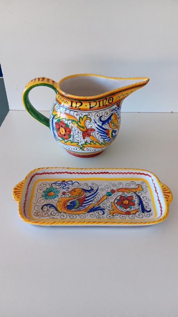 Schaaltje + kan van DeruTa handbeschilderd, Ophalen of Verzenden