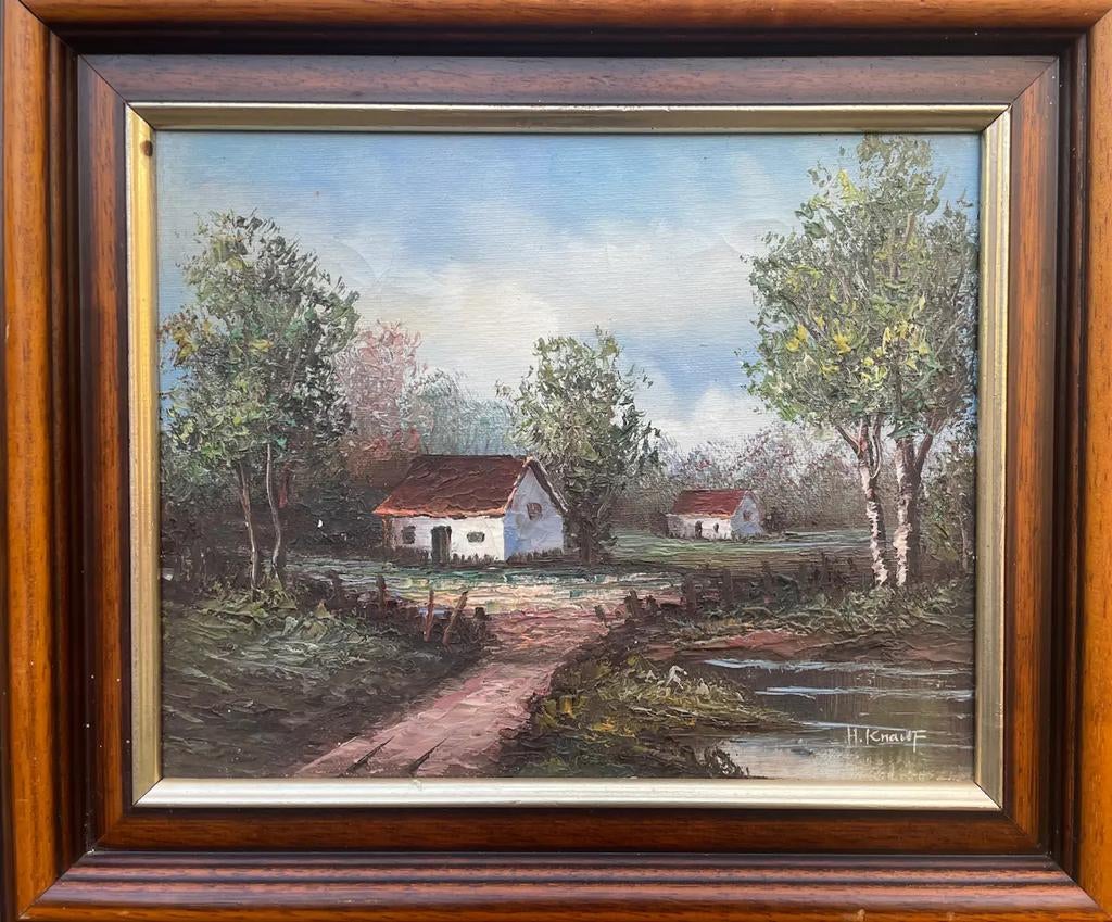 Henner Knauf - Landelijk landschap gesigneerd, Ophalen of Verzenden