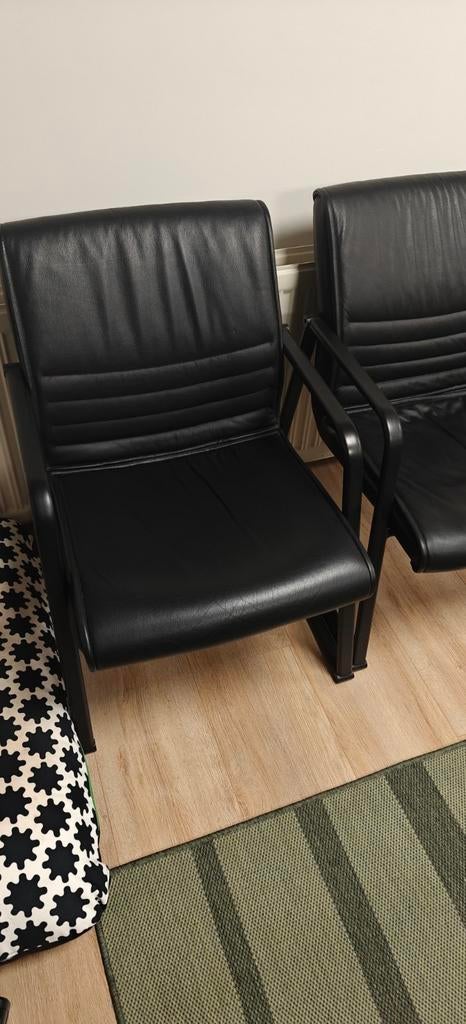 Twee fauteuils industrieel zwart, Huis en Inrichting, Ophalen, Zwart, Twee