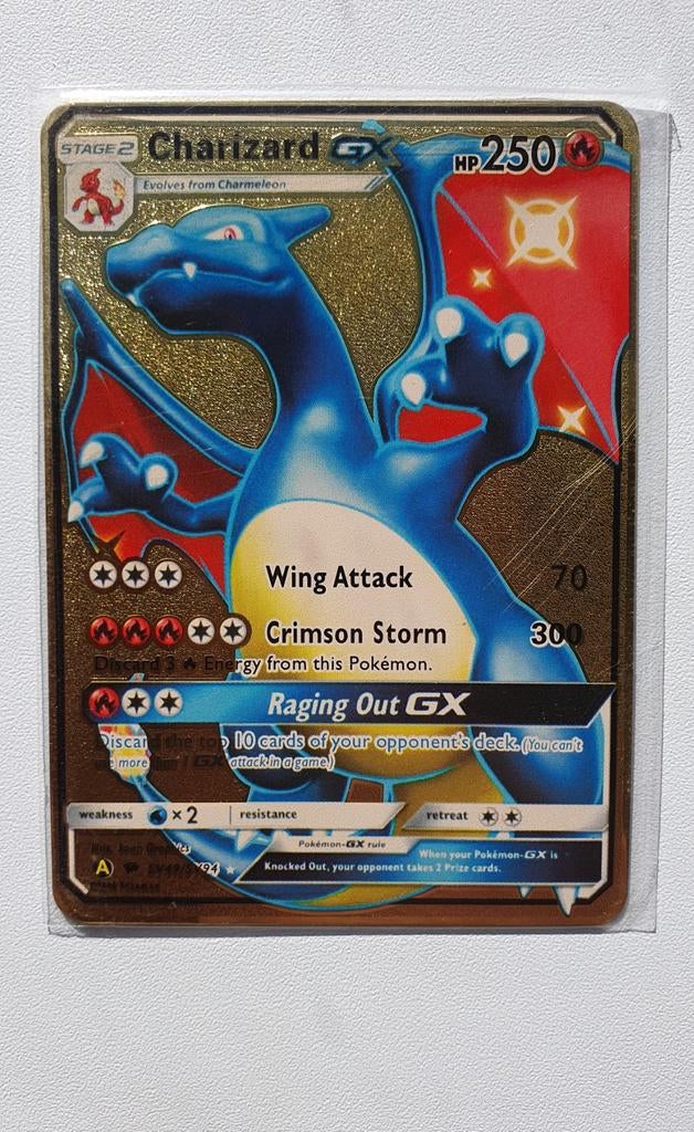 Charizard GX SV49/SV94 Pokemon kaart metal gold coloured, Ophalen of Verzenden, Nieuw