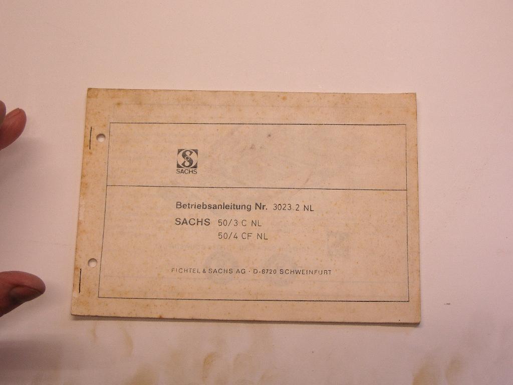 SACHS BETRIEBSANLEITUNG  Nr 3023.2 NL, Ophalen of Verzenden, Gebruikt