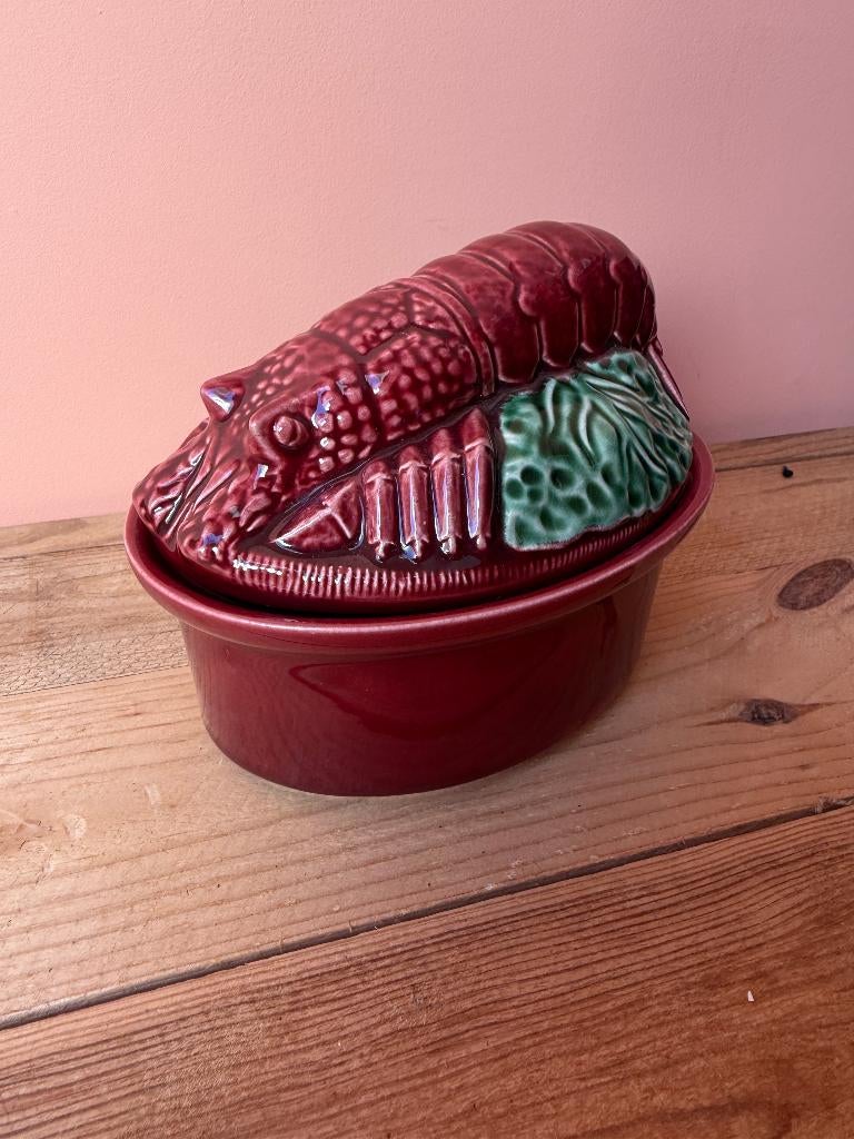Vintage kreeft terrine Portugal majolica keramiek, Antiek en Kunst, Ophalen of Verzenden
