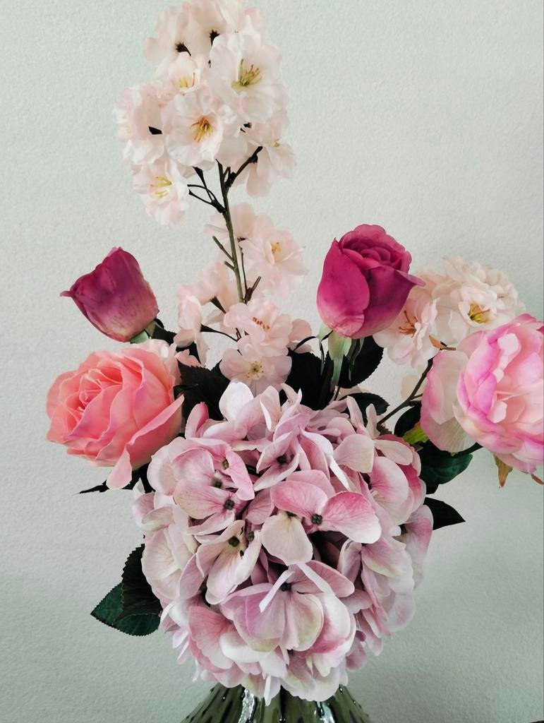 Kunstbloemen boeket tinten roze, Binnen, Roze, Ophalen of Verzenden, Boeket