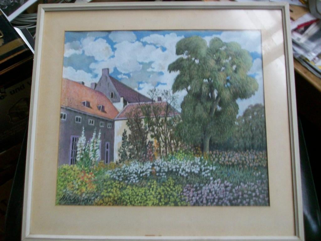 Pastel a. Lukkien, prinsentuin, delft lijst 53 x 48,5 cm, Ophalen of Verzenden