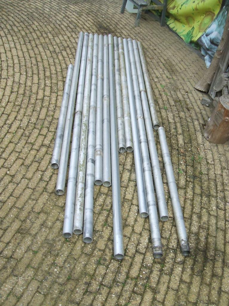 48mm aluminium steigerbuis totaal 29,5 mtr, Doe-het-zelf en Verbouw, Steigers, Ophalen, Gebruikt, Overige typen, Minder dan 2 meter