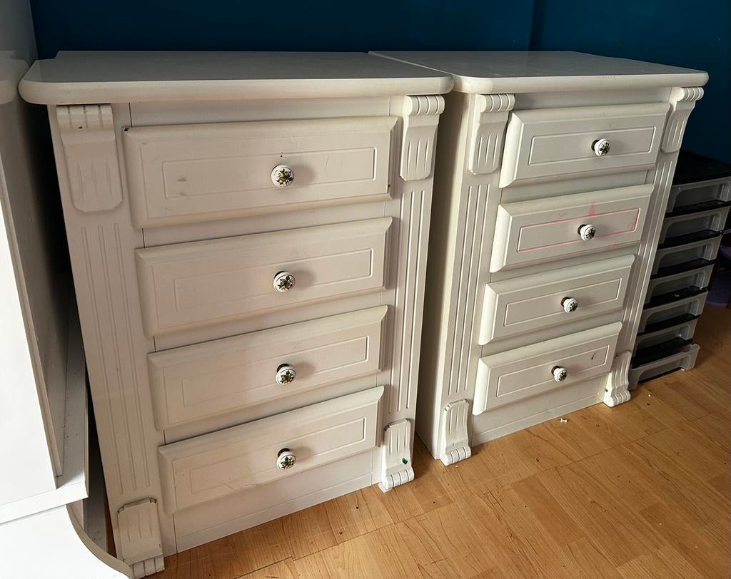 Twee ladekastjes met mooie knoppen, Ophalen, Gebruikt, 50 tot 100 cm, 3 of 4 laden