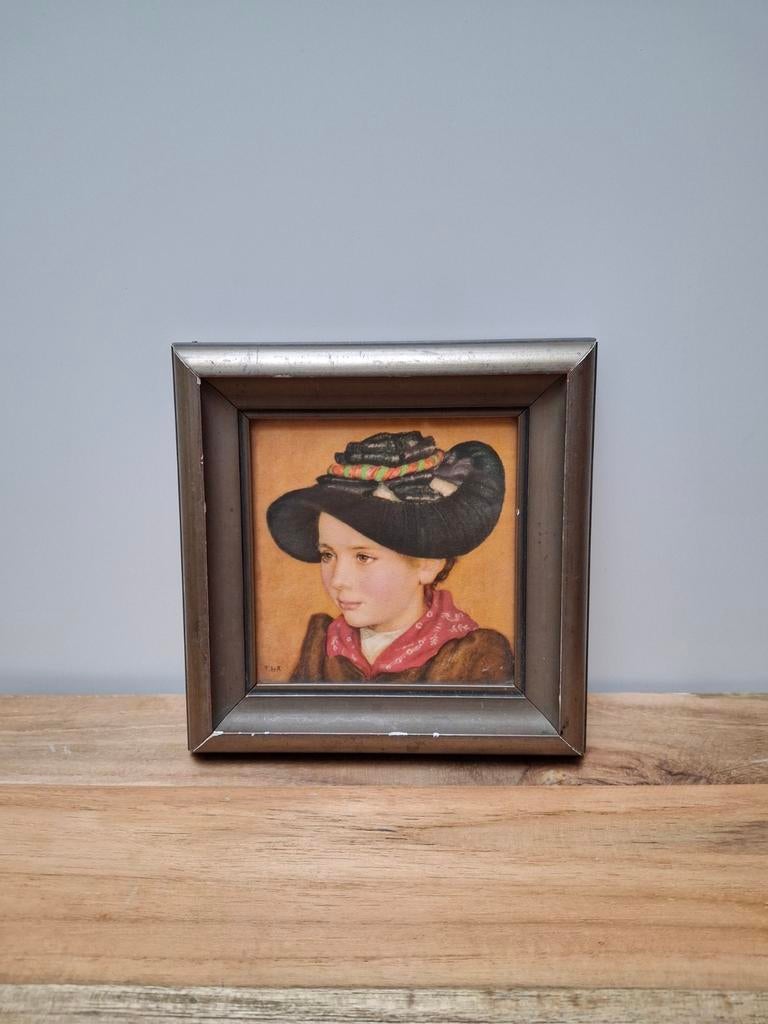 Antiek Frans Portret Schilderijtje, Ophalen of Verzenden