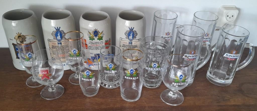Bavaria glazen en pullen, Verzamelen, Biermerken, Ophalen, Zo goed als nieuw, Glas of Glazen, Bavaria