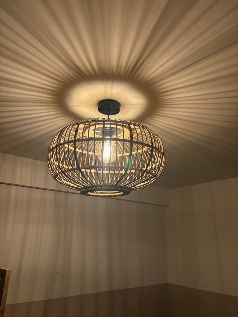 Rotan plafondlamp, Ophalen of Verzenden, Gebruikt, Overige materialen