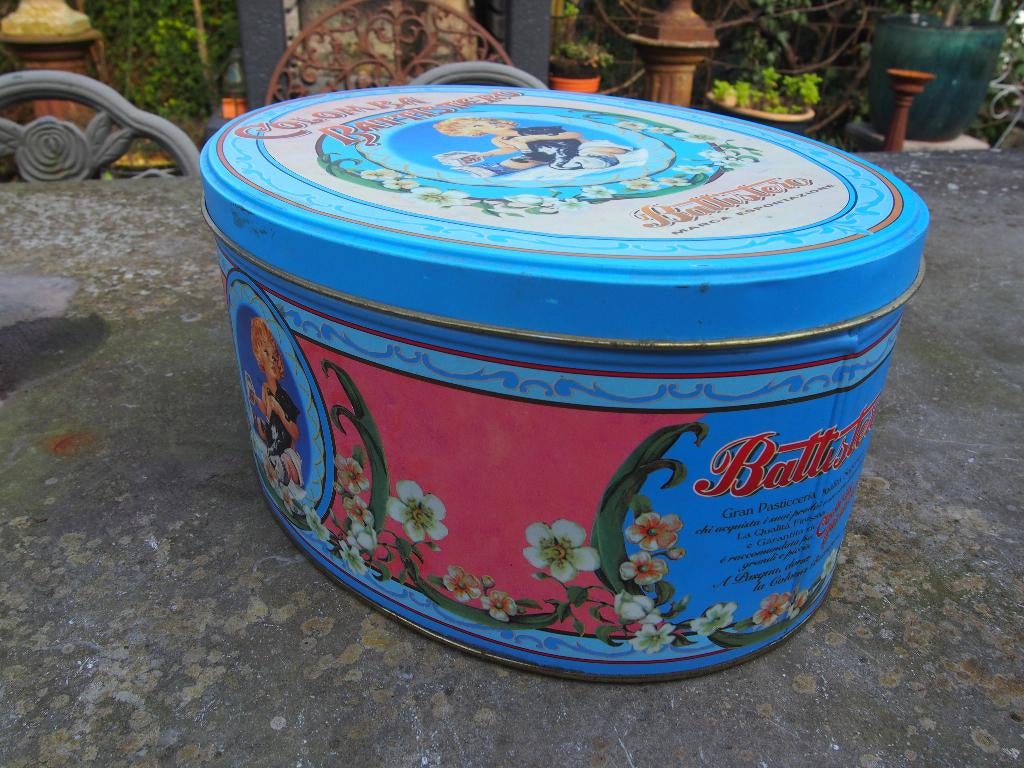 Ovale Brocante Blik, Ophalen of Verzenden, Gebruikt, Koek(jes), Overige merken