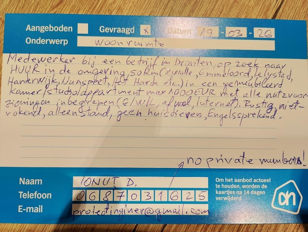 Looking to rent a room/studio around Dronten up to 50 km, Huizen en Kamers, Kamers te huur, 20 tot 35 m², Zwolle