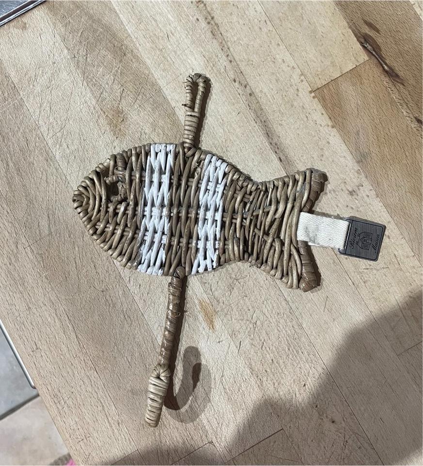 Riviera Maison rattan vis ophanghaakje/ per stuk €12,50, Huis en Inrichting, Woonaccessoires | Overige, Ophalen of Verzenden, Zo goed als nieuw