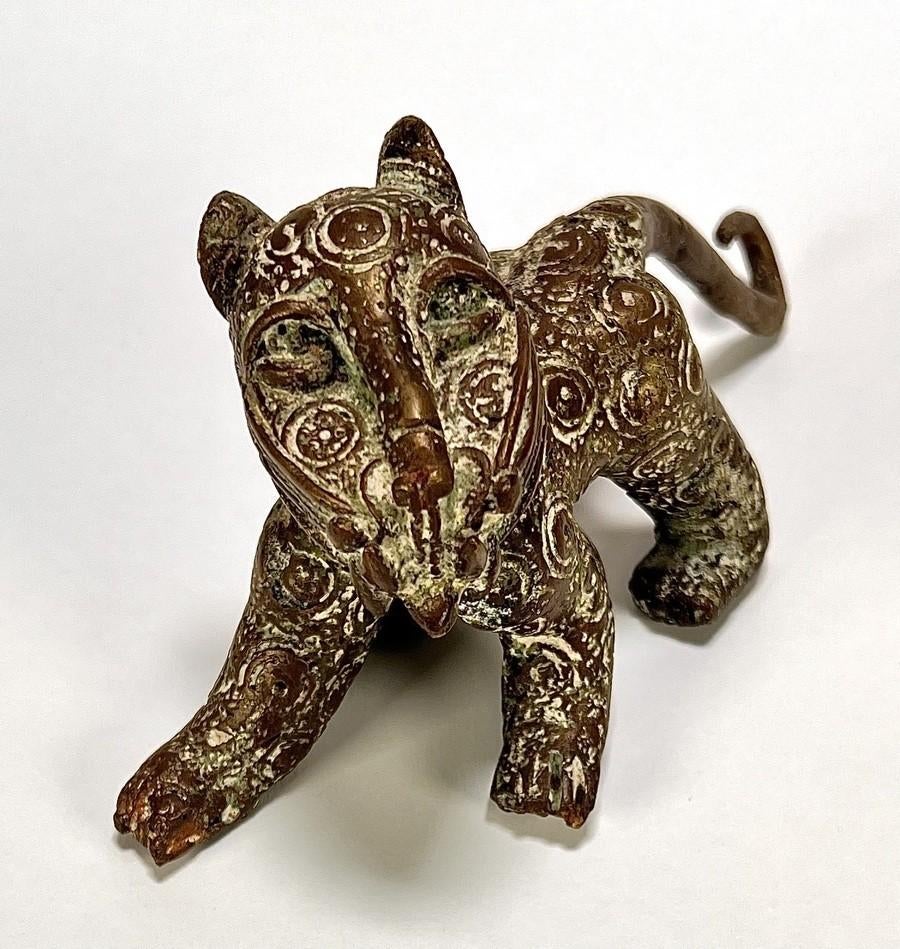 609. Benin beeld, luipaard - Nigeria, midden 20e eeuw, Antiek en Kunst, Kunst | Beelden en Houtsnijwerken, Ophalen of Verzenden