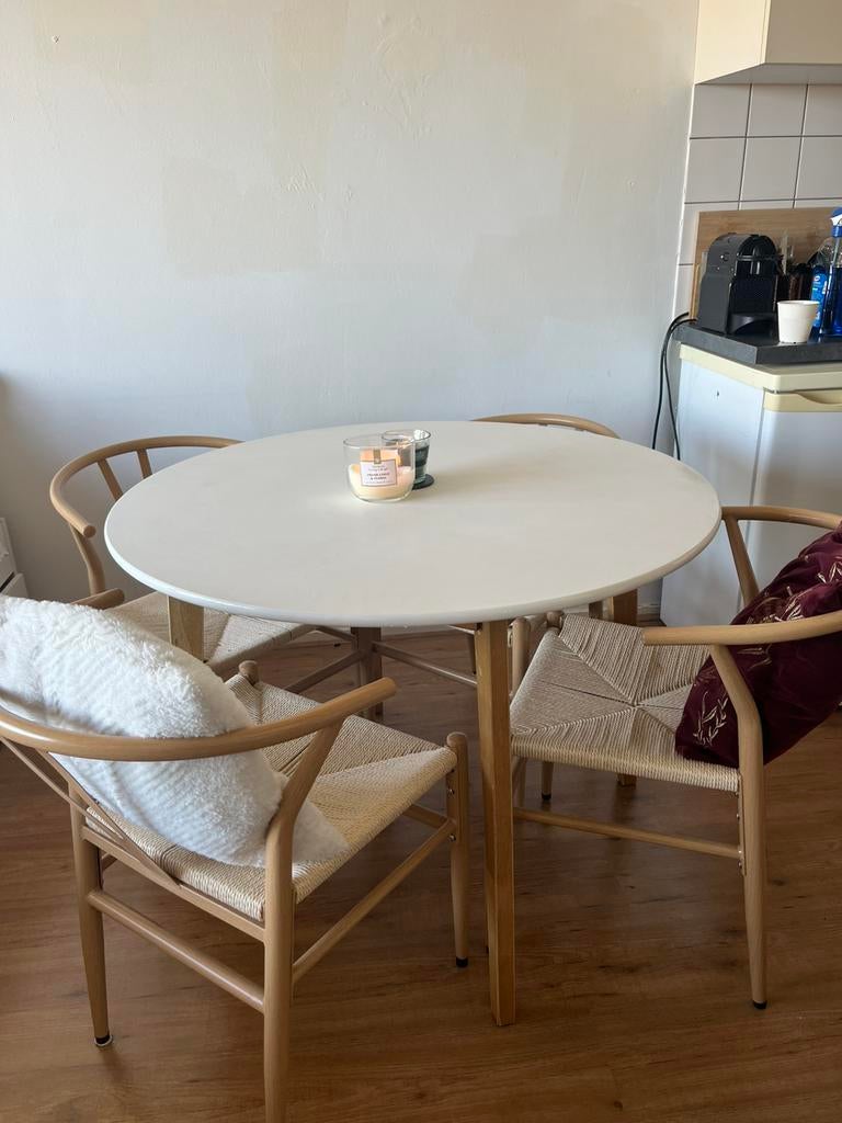 Eettafel, Huis en Inrichting, Tafels | Eettafels, Ophalen, Zo goed als nieuw, Rond, 100 tot 150 cm