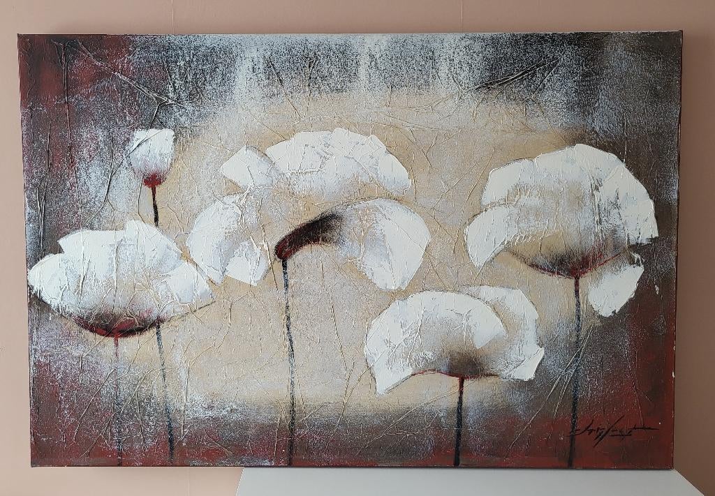 Canvas Bloemen 120 x 80, Ophalen, Zo goed als nieuw, Schilderij, 100 tot 125 cm