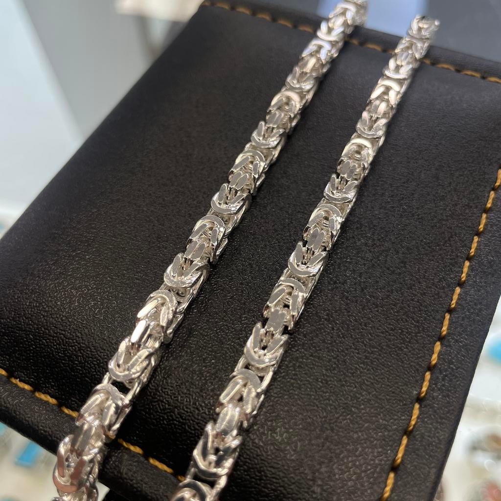 Zilveren koningsketting, Sieraden, Tassen en Uiterlijk, Kettingen, Ophalen of Verzenden, Nieuw, Zilver, Zilver