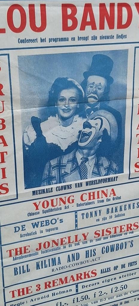 Vintage circus poster, origineel uit ca.1955-1965🤡, Ophalen, Met lijst, A1 t/m A3, Film en Tv