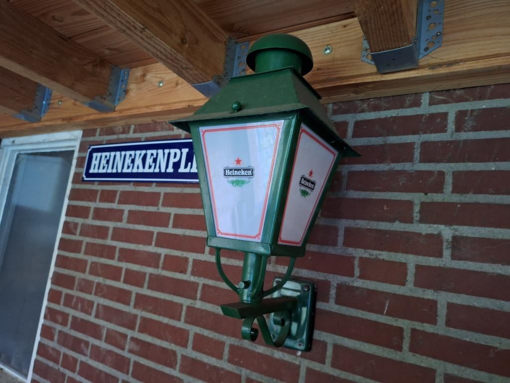 Heineken bier cafe bar tuin buiten wand lamp, Ophalen of Verzenden, Nieuw, Reclamebord, Plaat of Schild, Heineken