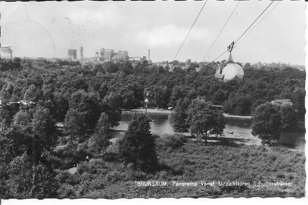 Brunssum Panorama vanaf Uitzichttoren Schuttershuske., Ophalen of Verzenden, 1960 tot 1980, Gelopen, Limburg