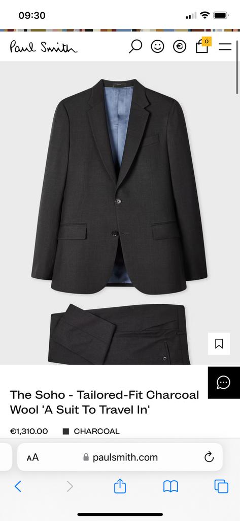 Nieuw Paul Smith ‘a suit to travel in’ pak, maat 46, Ophalen of Verzenden, Zo goed als nieuw, Blauw