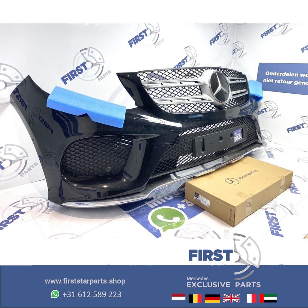 W166 GLE AMG VOORBUMPER COMPLEET ZWART Mercedes 2015-2019 OR, Gebruikt, -, Voor, Ophalen of Verzenden
