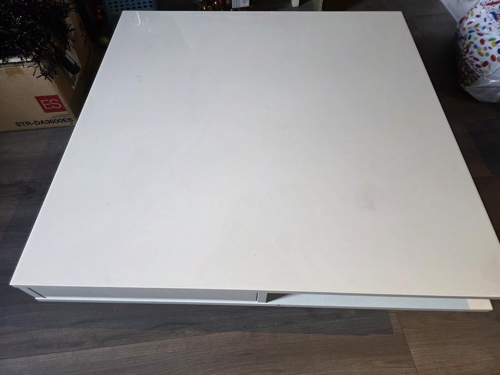 Witte salontafel met lade, Ophalen, 100 tot 150 cm, 50 tot 100 cm, Minder dan 50 cm