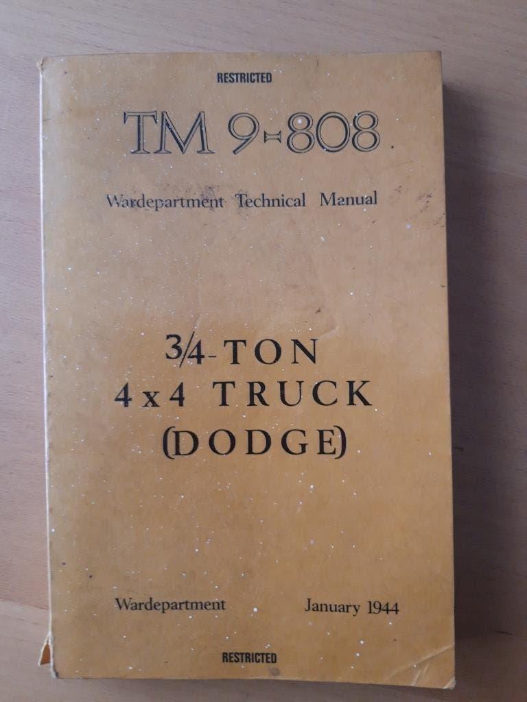 Originele Dodge Manual TM 9-808 ¾-ton 4x4 Truck), Jan. 1944, Ophalen of Verzenden