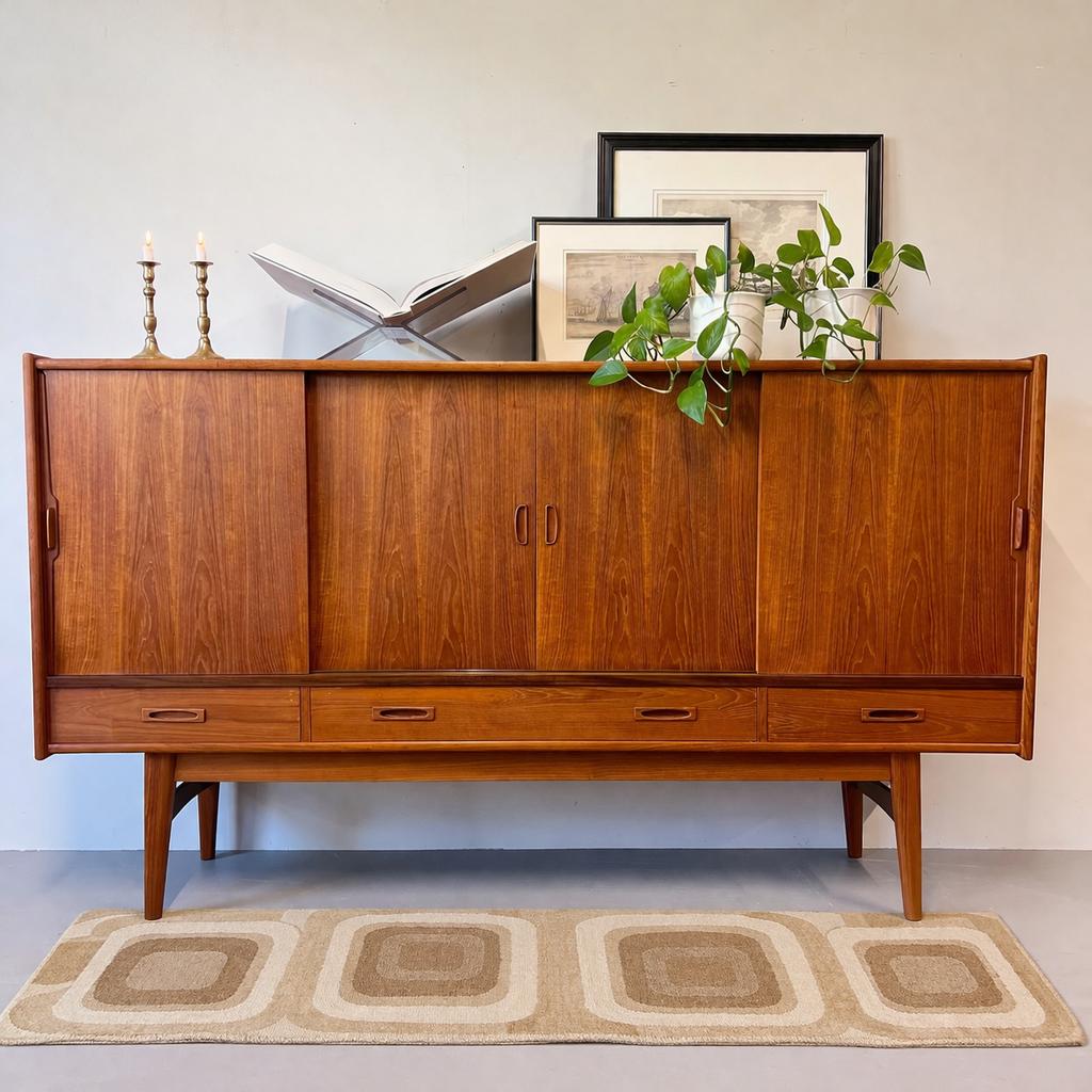 - Vintage highboard, buffetkast, Deens #2 -, Gebruikt, ., 100 tot 150 cm, 150 tot 200 cm