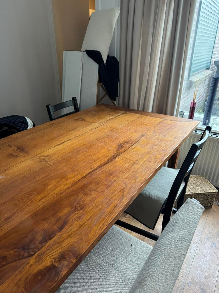 Houten Eettafel Lang, Ophalen, Gebruikt, 50 tot 100 cm, 150 tot 200 cm
