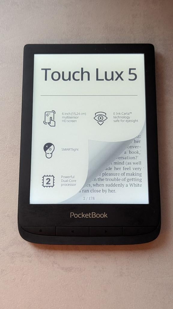 Pocketbook touch lux 5 in nette staat, Computers en Software, E-readers, Ophalen of Verzenden, Zo goed als nieuw