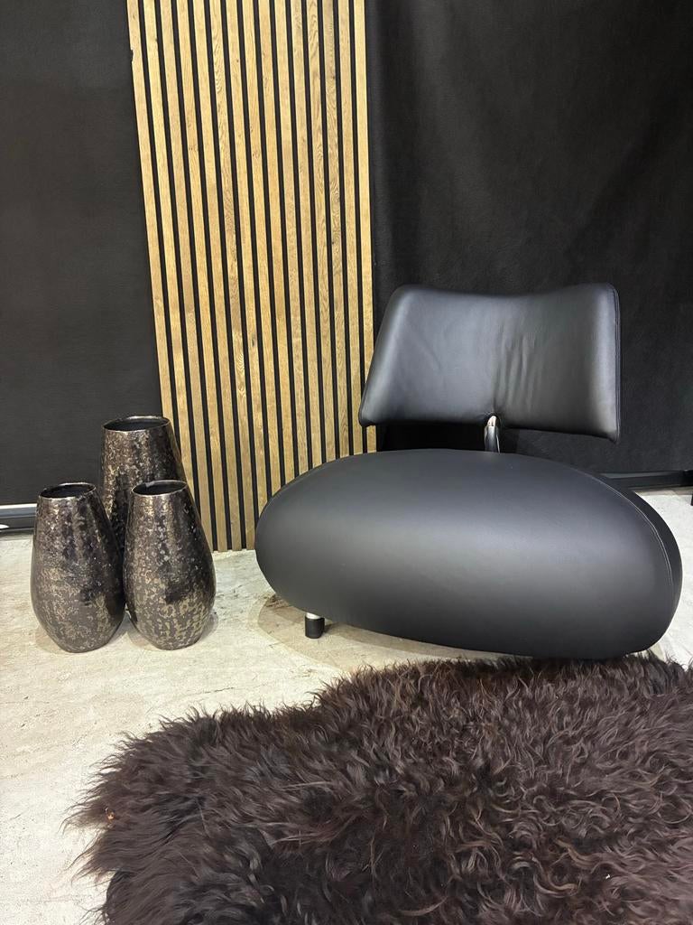 Leolux Pallone fauteuil - Nieuw Zwart leer, Ophalen, Leolux, ., Zo goed als nieuw