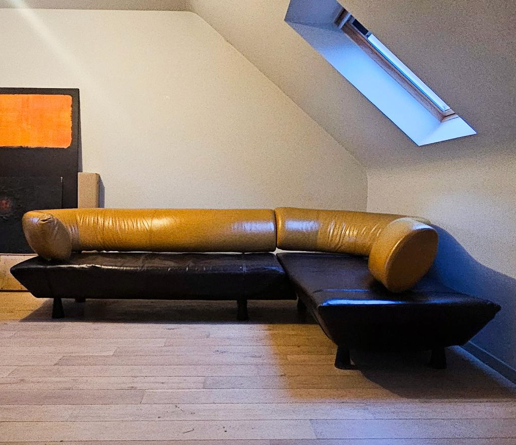 Vintage modulaire lederen Boa sofa van Gelderland, Ophalen, Gebruikt, Leer