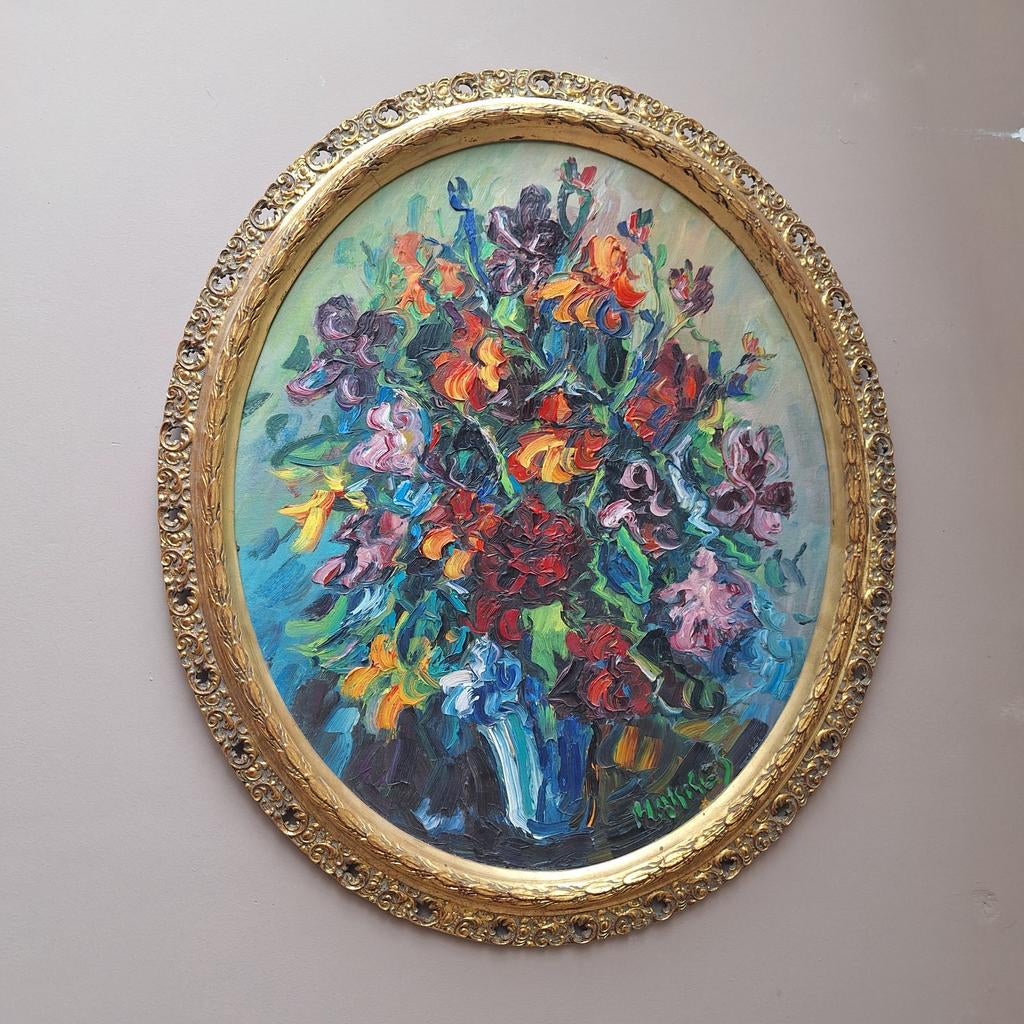 Prachtig ovaal schilderij van Jan Makkes, Antiek en Kunst, Kunst | Schilderijen | Modern, Ophalen