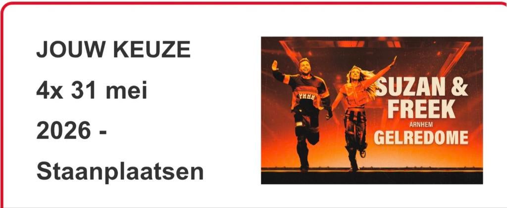 Suzan en Freek 4 kaartjes, Tickets en Kaartjes, Drie personen of meer