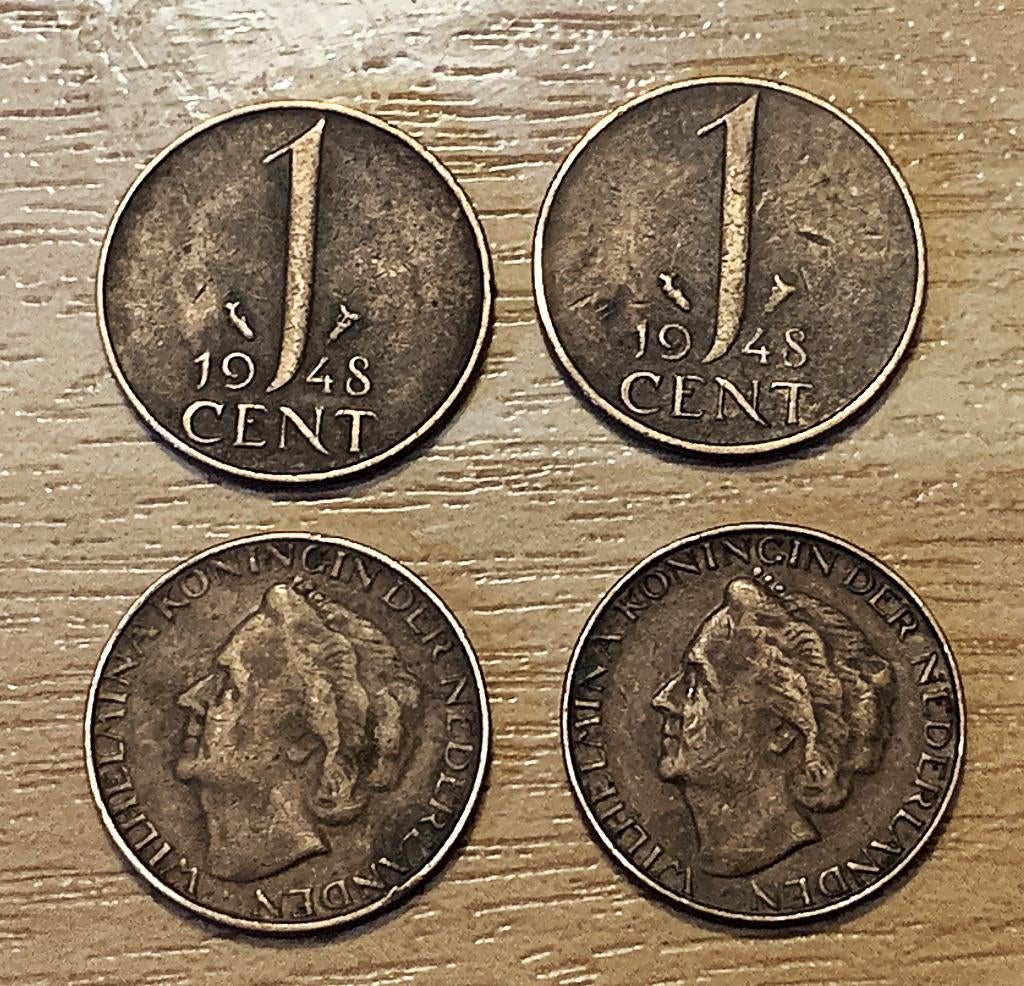 Eén Cent Munt 1948 Wilhelmina, Ophalen, Koningin Wilhelmina, 1 cent, Losse munt