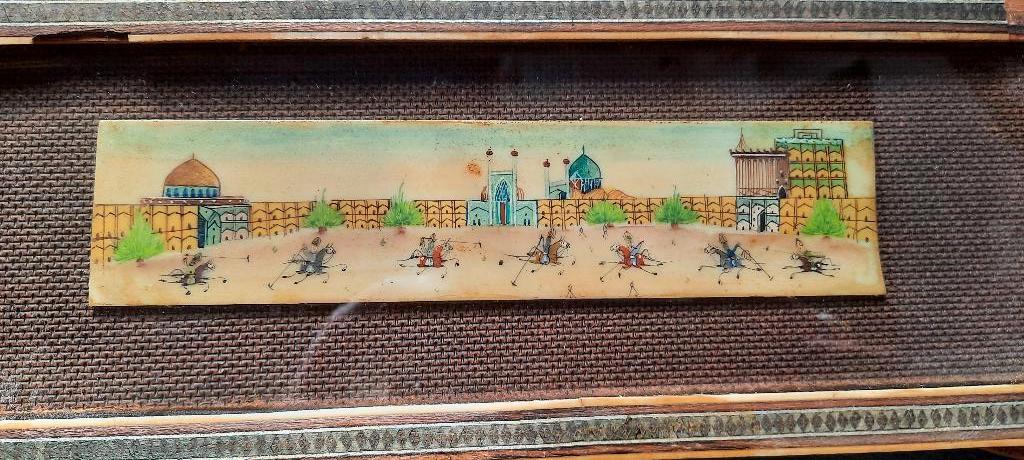 antiek handgeschilderd polowedstrijd india, Ophalen of Verzenden