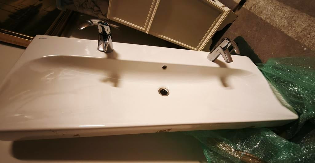 Geberit Smyle Square wastafel 120x48 cm, Doe-het-zelf en Verbouw, Sanitair, Zo goed als nieuw, Wastafel, Ophalen