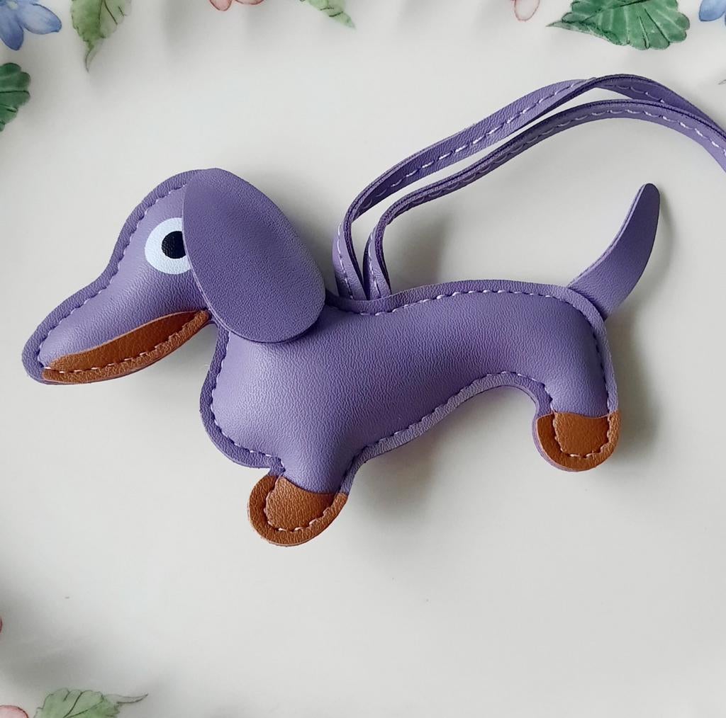 Tashanger sleutelhanger keychain leren hanger teckel hondje, Verzenden, Nieuw