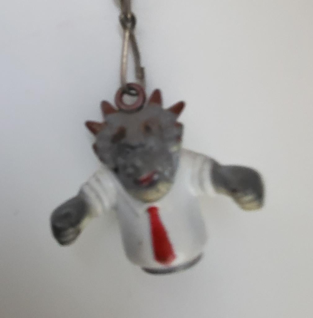 Grappige Sleutelhanger Dinosaurus met Pak, Ophalen of Verzenden, Gebruikt