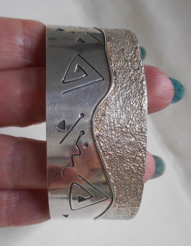 Zilveren modernist klem armband nr.2003, Verzenden, Zo goed als nieuw, Zilver, Zilver