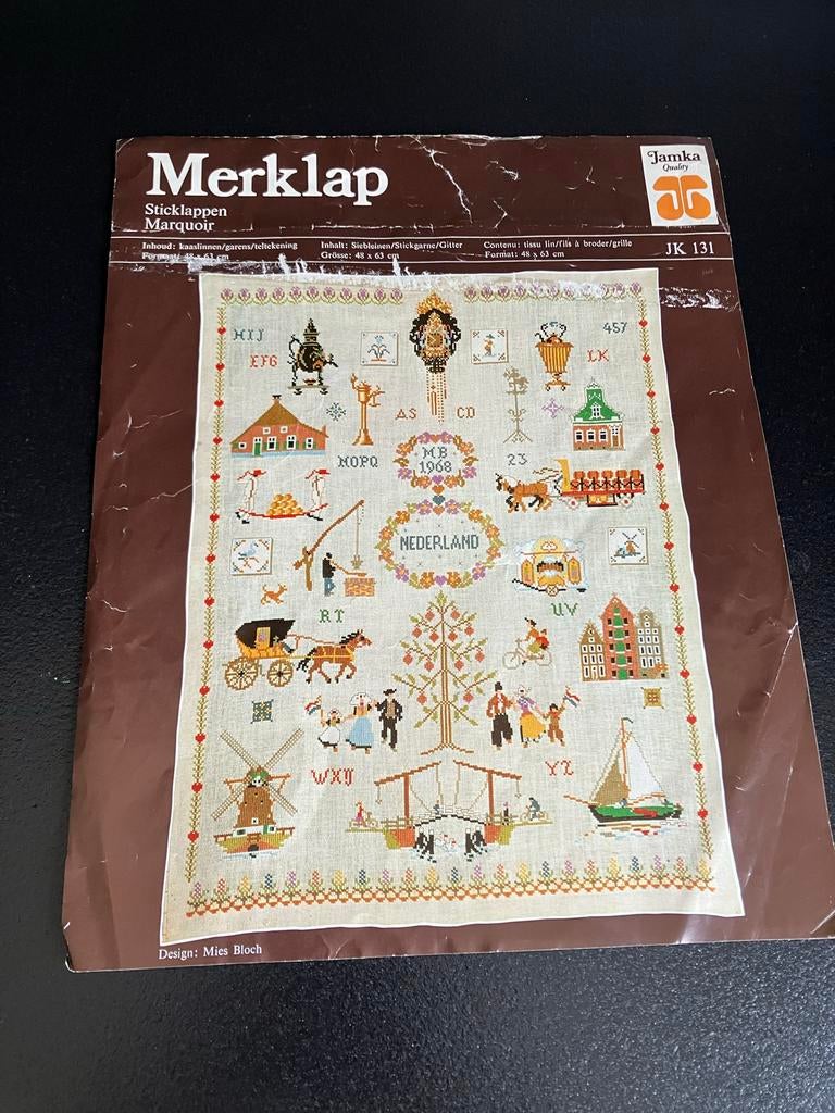 Borduurpatroon merklap en garen, Ophalen of Verzenden, Gebruikt, Handborduren, Patroon