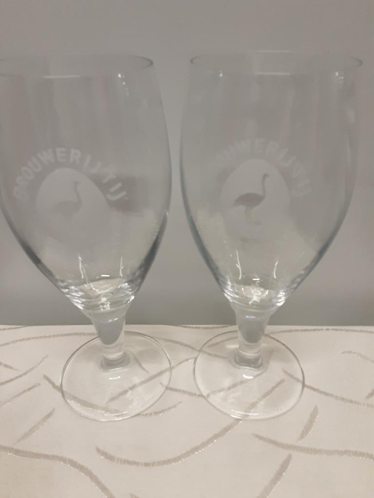 BROUWERIJ T IJ glazen, witte logo, Ophalen of Verzenden, Zo goed als nieuw, Bierglas