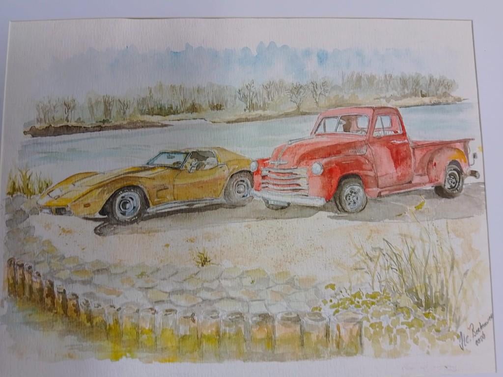 oldtimer Aquarel, Ophalen of Verzenden