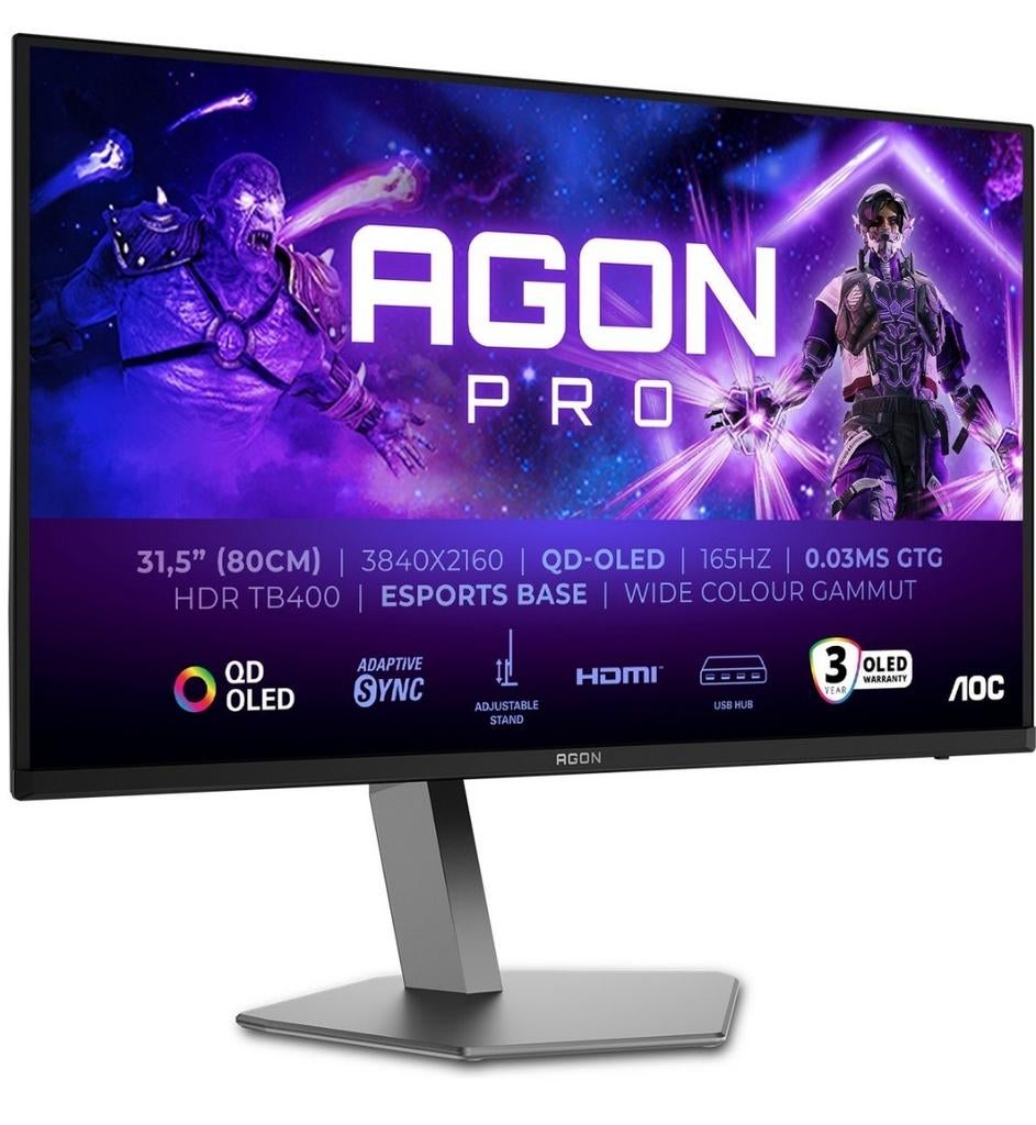 AOC AGON PRO 32 inch, oled, 4k, Computers en Software, Monitoren, 151 t/m 200 Hz, HDMI, Gaming, In hoogte verstelbaar, LED, Ultra HD (4K)
