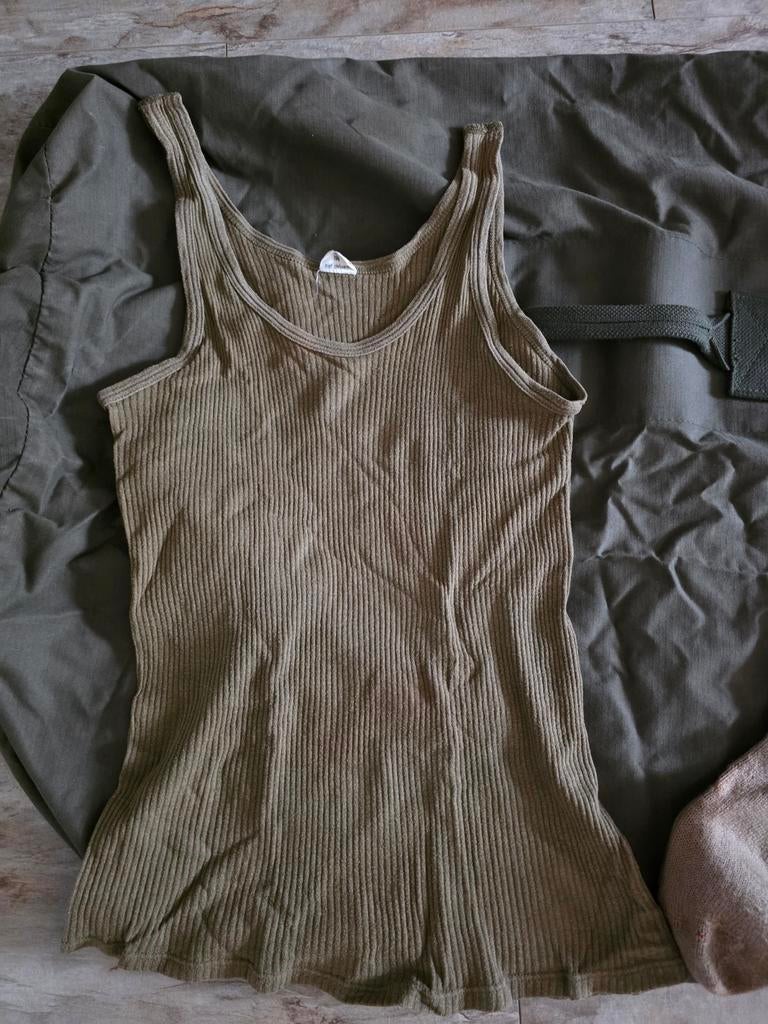 Vintage Groen Leger Hemd - ondergoed - Jaren 80, Ophalen of Verzenden, Landmacht, Nederland, Kleding of Schoenen